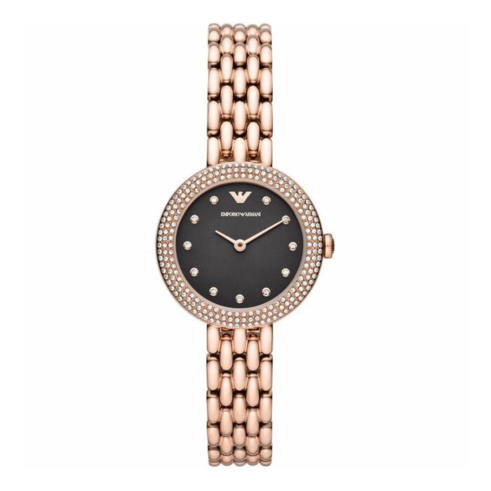 Emporio Armani Rosa Quartz Mother of Pearl Black Dial Rose Gold Steel Strap Watch For Women - AR11372 - Image 10